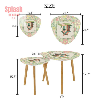 Floral Heritage Mahjong Nesting Tables Whimsical Mahj House Pink Green Preppy Tables One Size Home Accessories