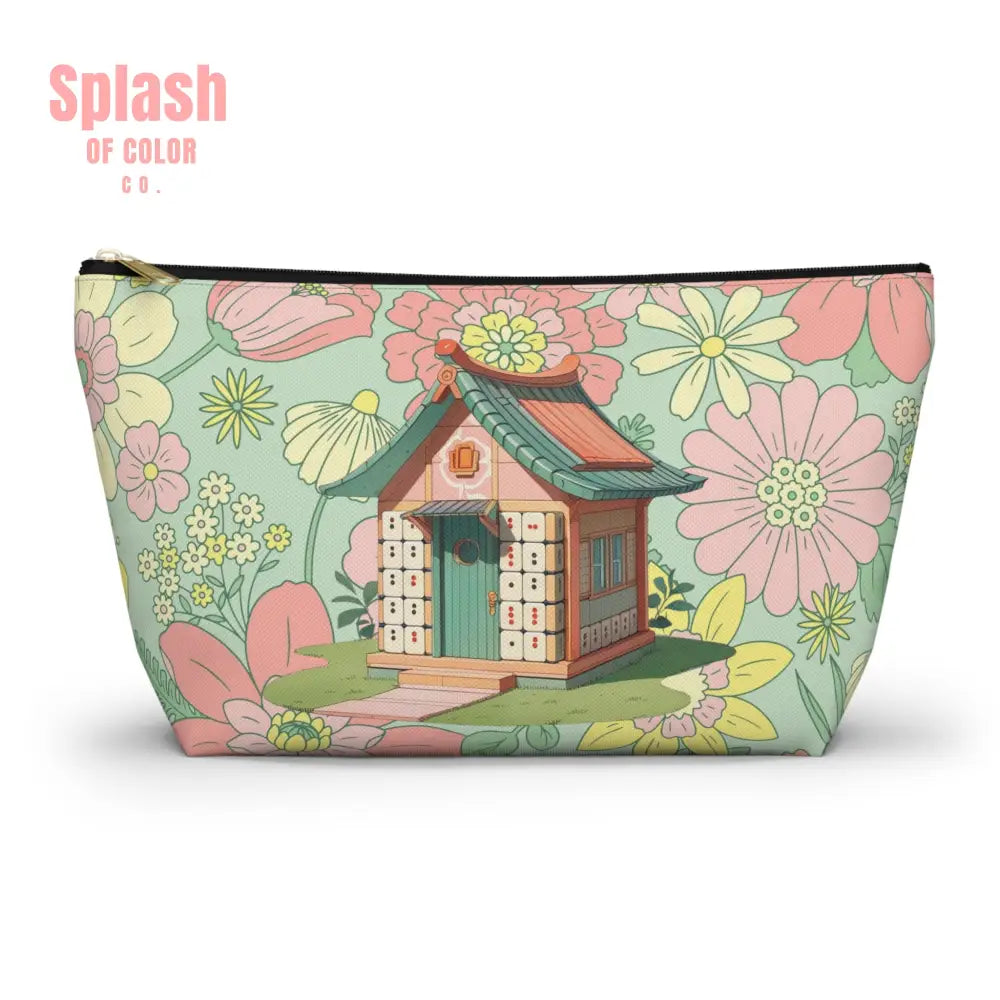 Floral Heritage Mahjong Tile Pouch Whimsical Mahj House Accessory Pouch Makeup Bag Bags
