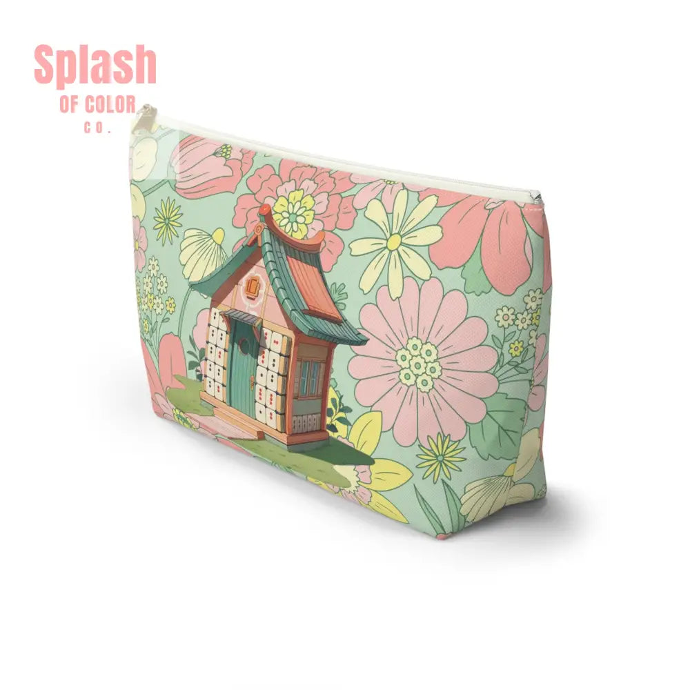 Floral Heritage Mahjong Tile Pouch Whimsical Mahj House Accessory Pouch Makeup Bag Bags