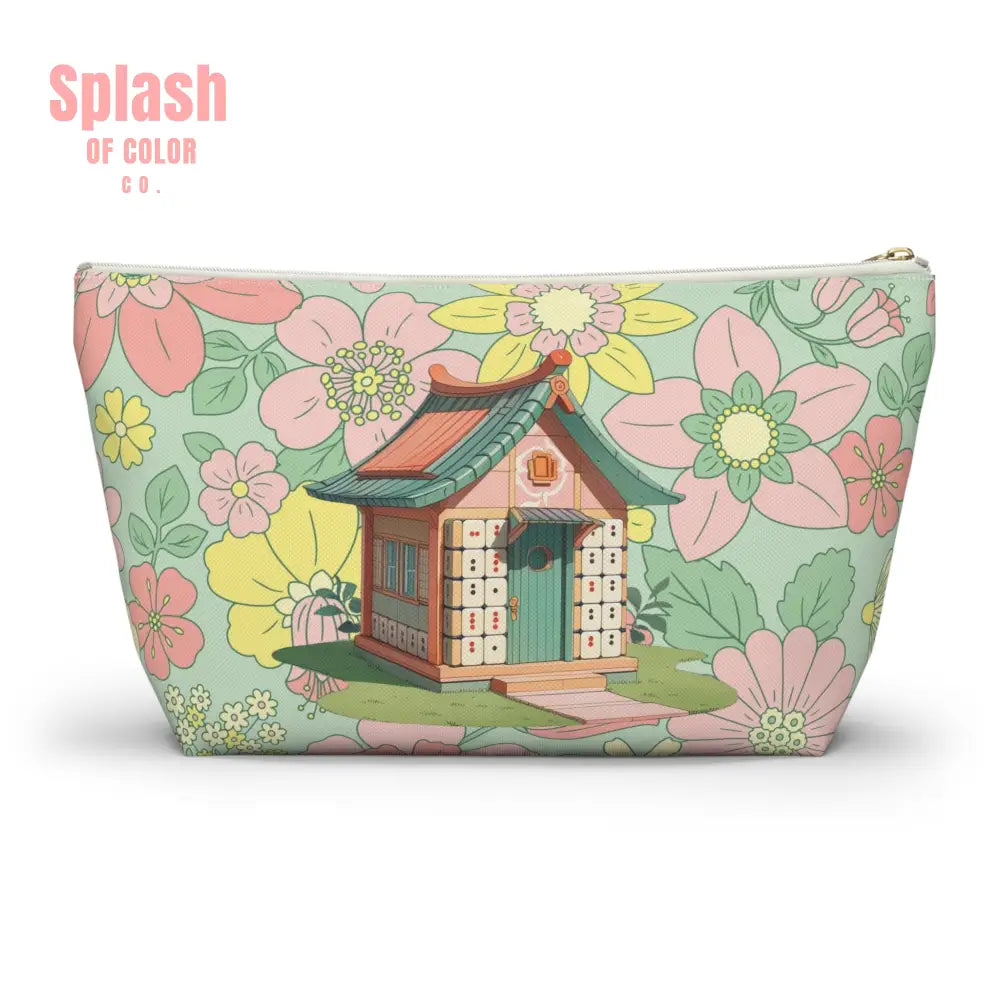 Floral Heritage Mahjong Tile Pouch Whimsical Mahj House Accessory Pouch Makeup Bag Bags