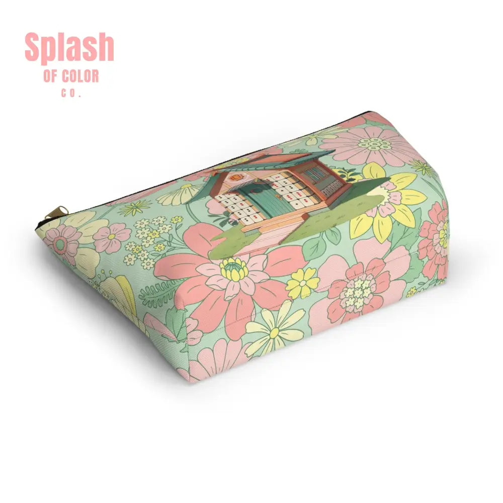 Floral Heritage Mahjong Tile Pouch Whimsical Mahj House Accessory Pouch Makeup Bag Bags