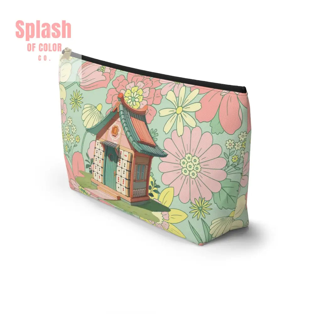 Floral Heritage Mahjong Tile Pouch Whimsical Mahj House Accessory Pouch Makeup Bag Bags