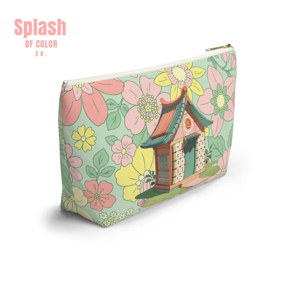 Floral Heritage Mahjong Tile Pouch Whimsical Mahj House Accessory Pouch Makeup Bag Bags