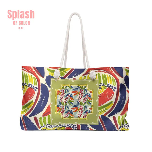 Floral Heritage Vibrant Weekender Bag Floral Travel Tote Mahjong Accessory Bag 24’’ × 13’’ Bags
