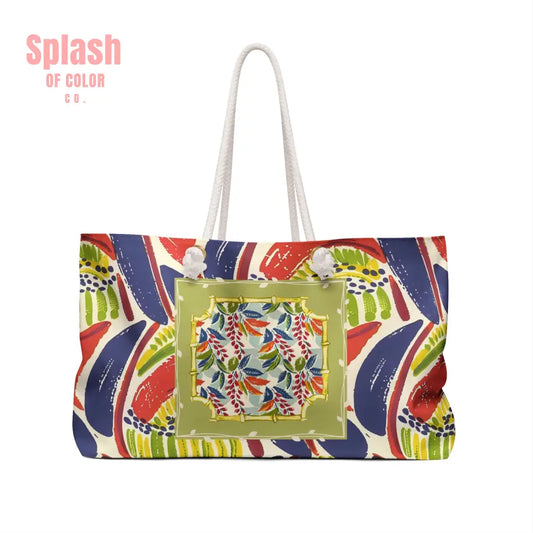 Floral Heritage Vibrant Weekender Bag Floral Travel Tote Mahjong Accessory Bag 24’’ × 13’’ Bags