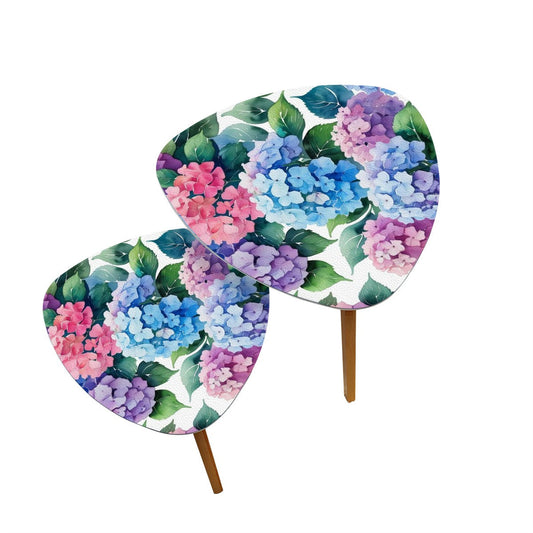 Floral Hydrangea Garden Zen Nesting Triangle Coffee Table Set of 2 - One Size - Home Accessories