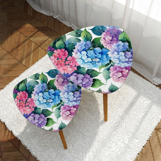 Floral Hydrangea Garden Zen Nesting Triangle Coffee Table Set of 2 - One Size - Home Accessories