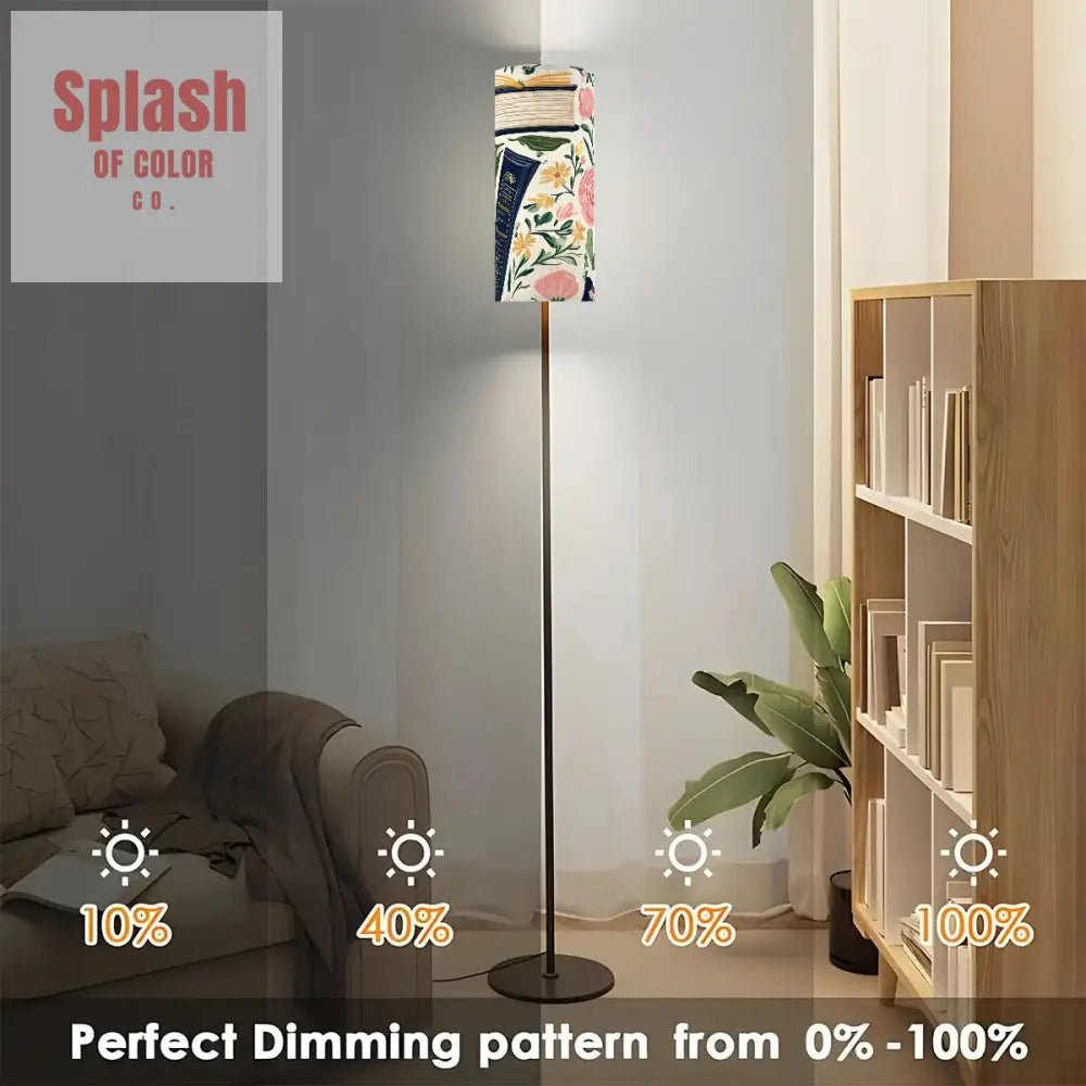 Floral Pastel Book Lover Book Nook Modern Floor Lamp Modern Standing Lamp One Size Floor Lamps