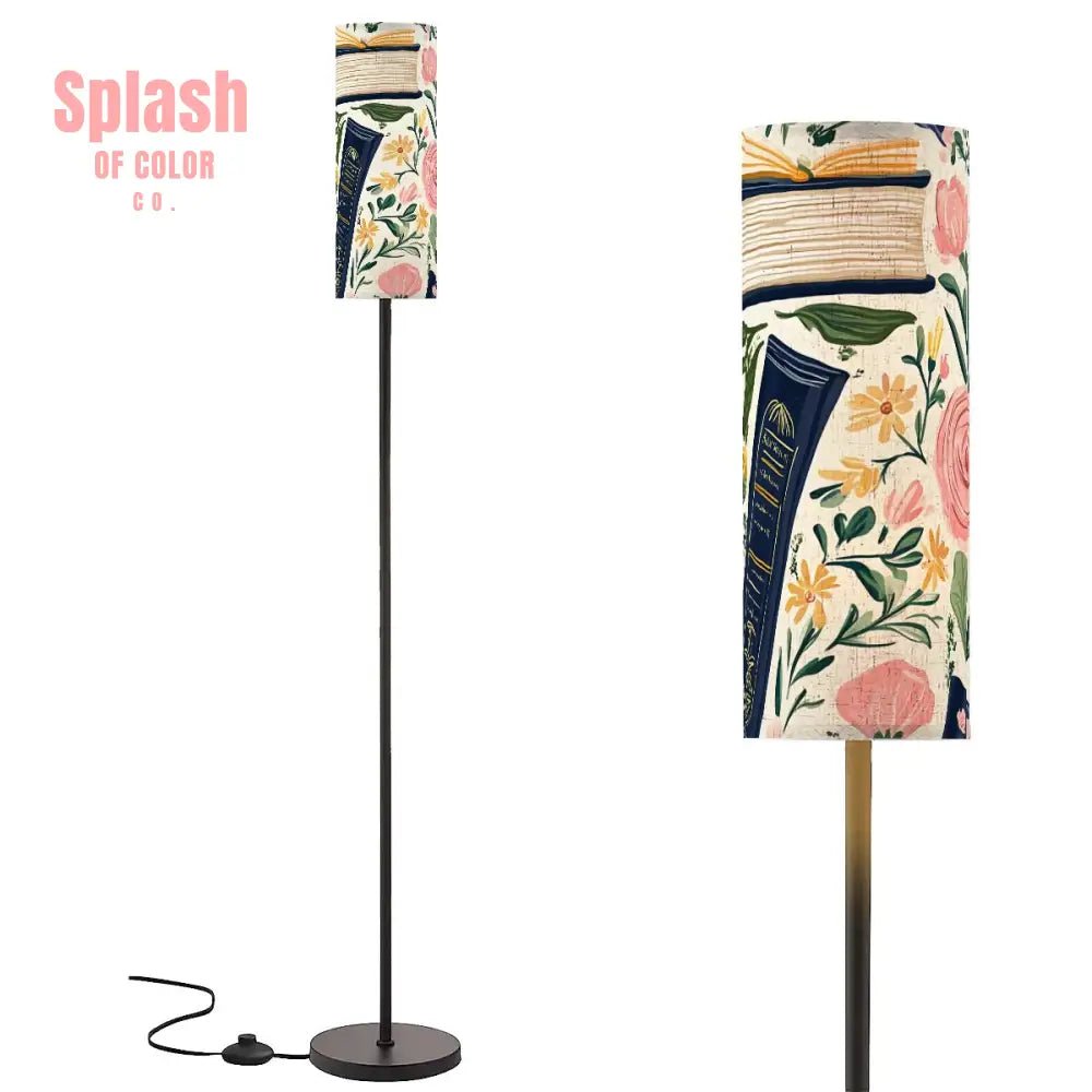 Floral Pastel Book Lover Book Nook Modern Floor Lamp Modern Standing Lamp One Size Floor Lamps