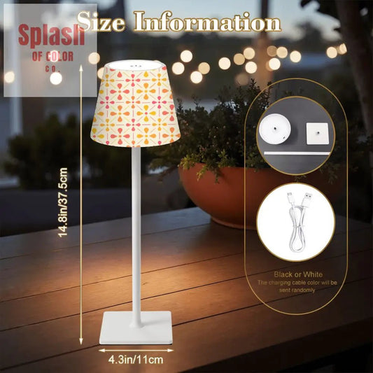 Floral Sorbet Coral Yellow, Mahjong LED Cordless Table Lamp - Splash of Color co.
