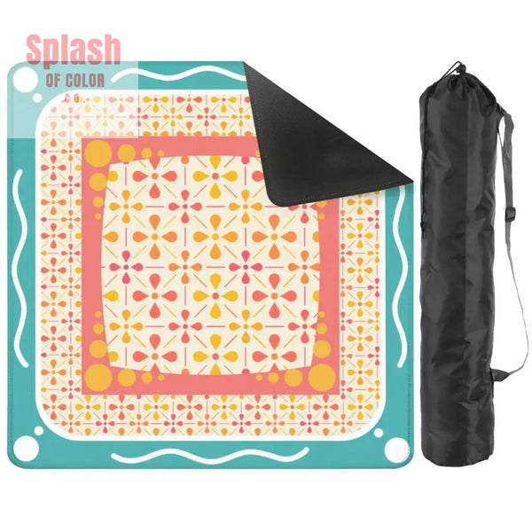 Floral Sorbet Coral, Yellow, Teal Preppy Mahjong Mat - Splash of Color co.