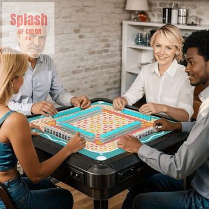 Floral Sorbet Coral, Yellow, Teal Preppy Mahjong Mat - Splash of Color co.