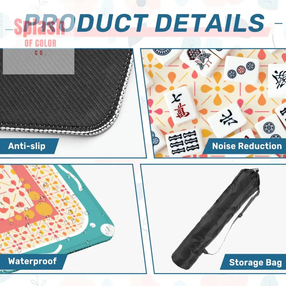 Floral Sorbet Coral, Yellow, Teal Preppy Mahjong Mat - Splash of Color co.