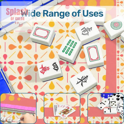 Floral Sorbet Coral, Yellow, Teal Preppy Mahjong Mat - Splash of Color co.