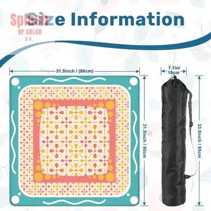 Floral Sorbet Coral, Yellow, Teal Preppy Mahjong Mat - Splash of Color co.