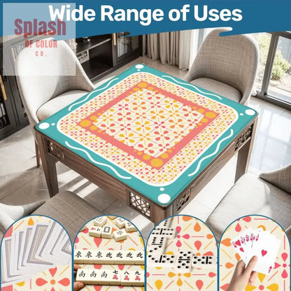 Floral Sorbet Coral, Yellow, Teal Preppy Mahjong Mat - Splash of Color co.