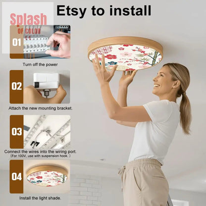 Asian Cherry Blossom Ceiling Wall Mount Light - Splash of Color co.