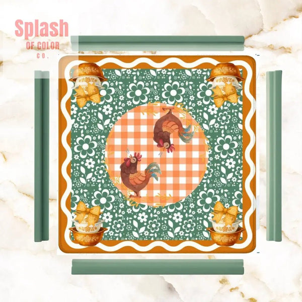 French Country Vintage Pyrex Floral Whimsical Mahjong Mat - Splash of Color co.