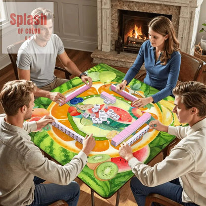Fruit Medley, Watermelon, Citrus Fruits, Playful Cheery Mahjong Mat - Splash of Color co.