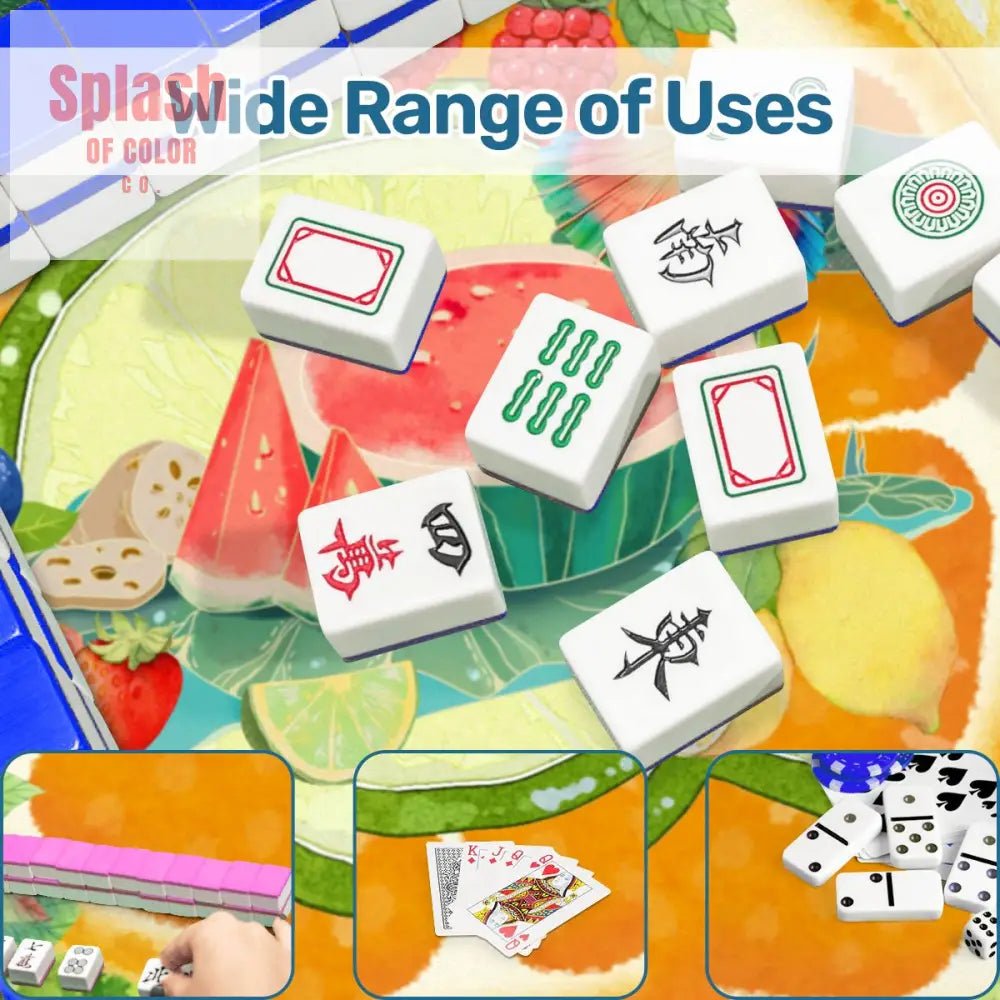 Fruit Medley, Watermelon, Citrus Fruits, Playful Cheery Mahjong Mat - Splash of Color co.