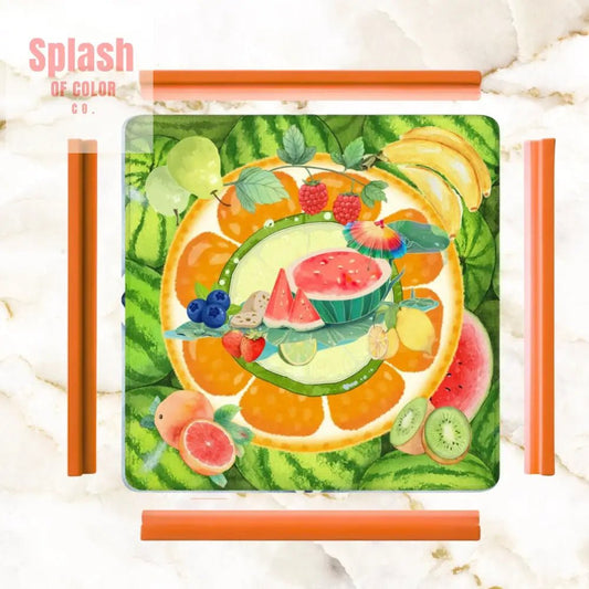 Fruit Medley, Watermelon, Citrus Fruits, Playful Cheery Mahjong Mat - Splash of Color co.