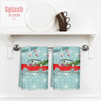 Funny Christmas Mahjong Beep Beep Vintage Nostalic Couple Christmas Kitchen Bath Hand Towels
