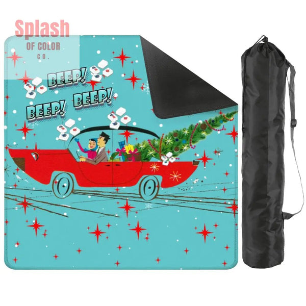 Funny Christmas Mahjong Mat Beep Beep Beep Nostalgic Christmas Mahj Play Mat - 31.5’’x31.5’’ - Daily Accessories