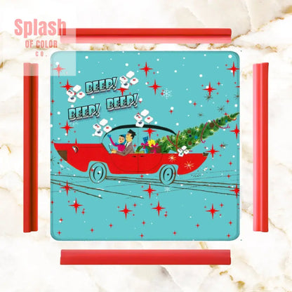 Funny Christmas Mahjong Mat Beep Beep Beep Nostalgic Christmas Mahj Play Mat - 31.5’’x31.5’’ - Daily Accessories