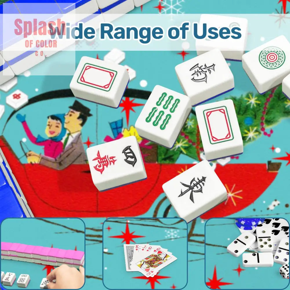 Funny Christmas Mahjong Mat Beep Beep Beep Nostalgic Christmas Mahj Play Mat - 31.5’’x31.5’’ - Daily Accessories