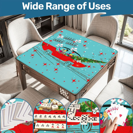 Funny Christmas Mahjong Mat Beep Beep Beep Nostalgic Christmas Mahj Play Mat - 31.5’’x31.5’’ - Daily Accessories