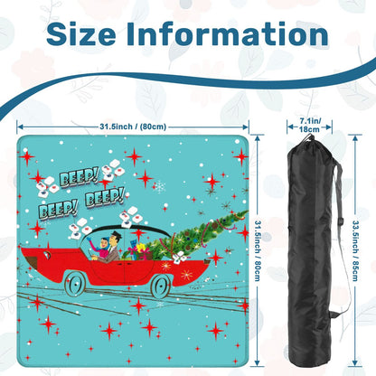 Funny Christmas Mahjong Mat Beep Beep Beep Nostalgic Christmas Mahj Play Mat - 31.5’’x31.5’’ - Daily Accessories