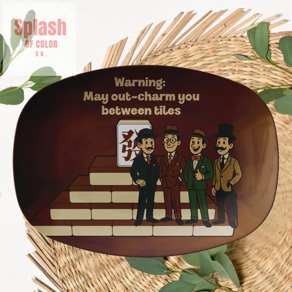 Funny Gentlemen's Mahjong Platter Mahj Man Gift - Splash of Color co.