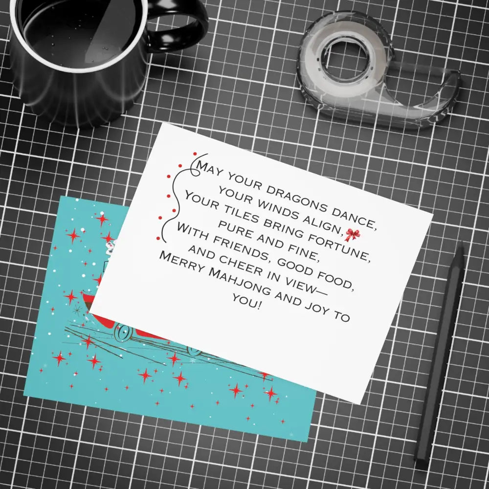 Funny Mahgong Holiday Postcard Bundles for Holidays Seasonal Greetings Note Cards for Friends Mahjong Celebration Cards