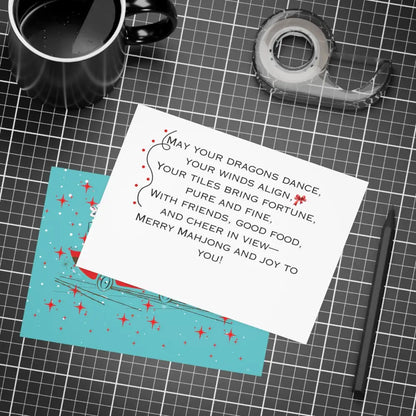 Funny Mahgong Holiday Postcard Bundles for Holidays Seasonal Greetings Note Cards for Friends Mahjong Celebration Cards