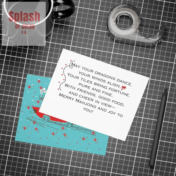 Funny Mahgong Holiday Postcard Bundles for Holidays Seasonal Greetings Note Cards for Friends Mahjong Celebration Cards