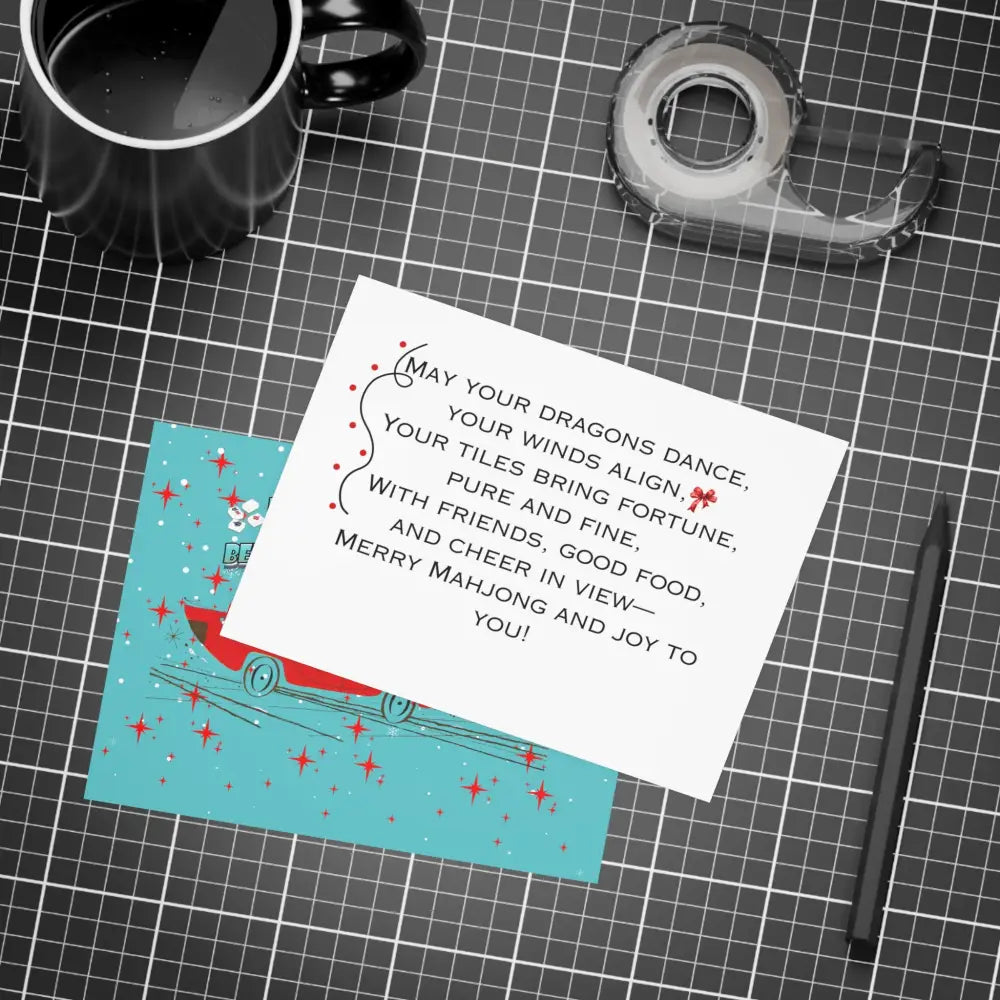 Funny Mahgong Holiday Postcard Bundles for Holidays Seasonal Greetings Note Cards for Friends Mahjong Celebration Cards
