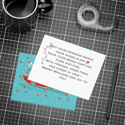 Funny Mahgong Holiday Postcard Bundles for Holidays Seasonal Greetings Note Cards for Friends Mahjong Celebration Cards
