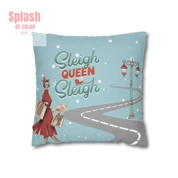 Funny Mahjong Christams Festive Pillowcase Sleigh Queen Mahj Christmas Accent 14’’ × 14’’ Home Decor