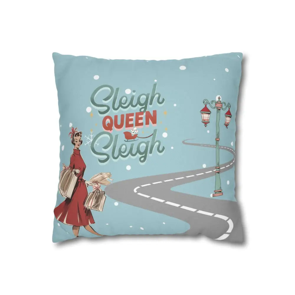 Funny Mahjong Christams Festive Pillowcase Sleigh Queen Mahj Christmas Accent 14’’ × 14’’ Home Decor