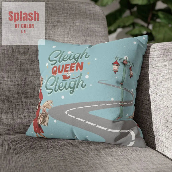 Funny Mahjong Christams Festive Pillowcase, Sleigh Queen Mahj Christmas Accent - Splash of Color co.