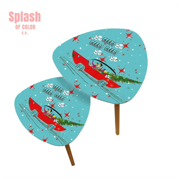 Funny Mahjong Christmas Holiday Whimsical Nostalgic Nesting Tables Set of 2 One Size Home Accessories