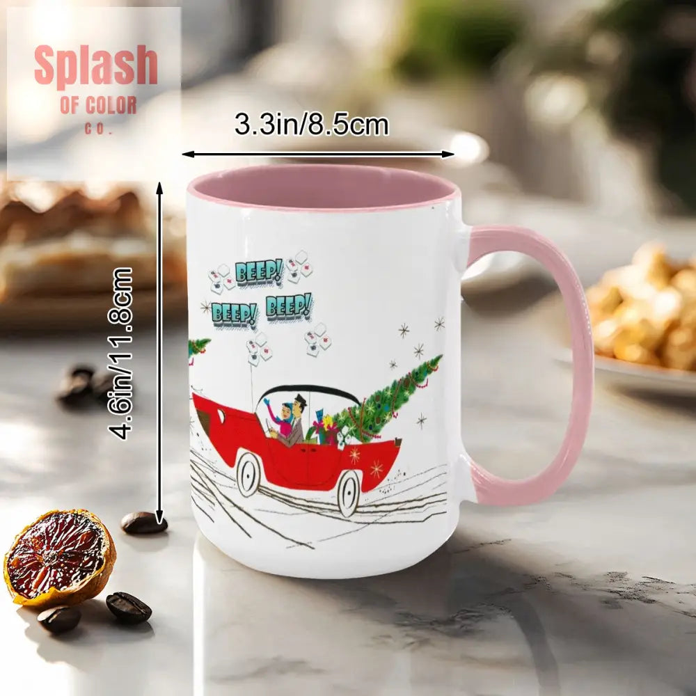 Funny Mahjong Christmas Mug Nostalgic Christmas Beep Beep Large Mug (15oz) - Drinkware