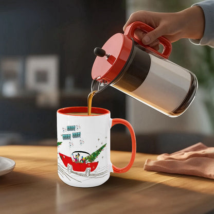 Funny Mahjong Christmas Mug Nostalgic Christmas Beep Beep Large Mug (15oz) - Drinkware