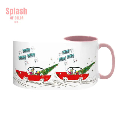 Funny Mahjong Christmas Mug Nostalgic Christmas Beep Beep Large Mug (15oz) - Drinkware