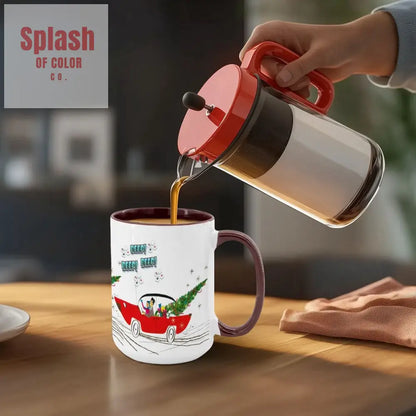 Funny Mahjong Christmas Mug Nostalgic Christmas Beep Beep Large Mug (15oz) - Drinkware