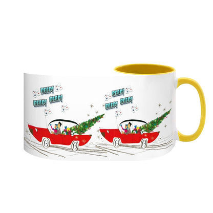 Funny Mahjong Christmas Mug Nostalgic Christmas Beep Beep Large Mug (15oz) - Drinkware