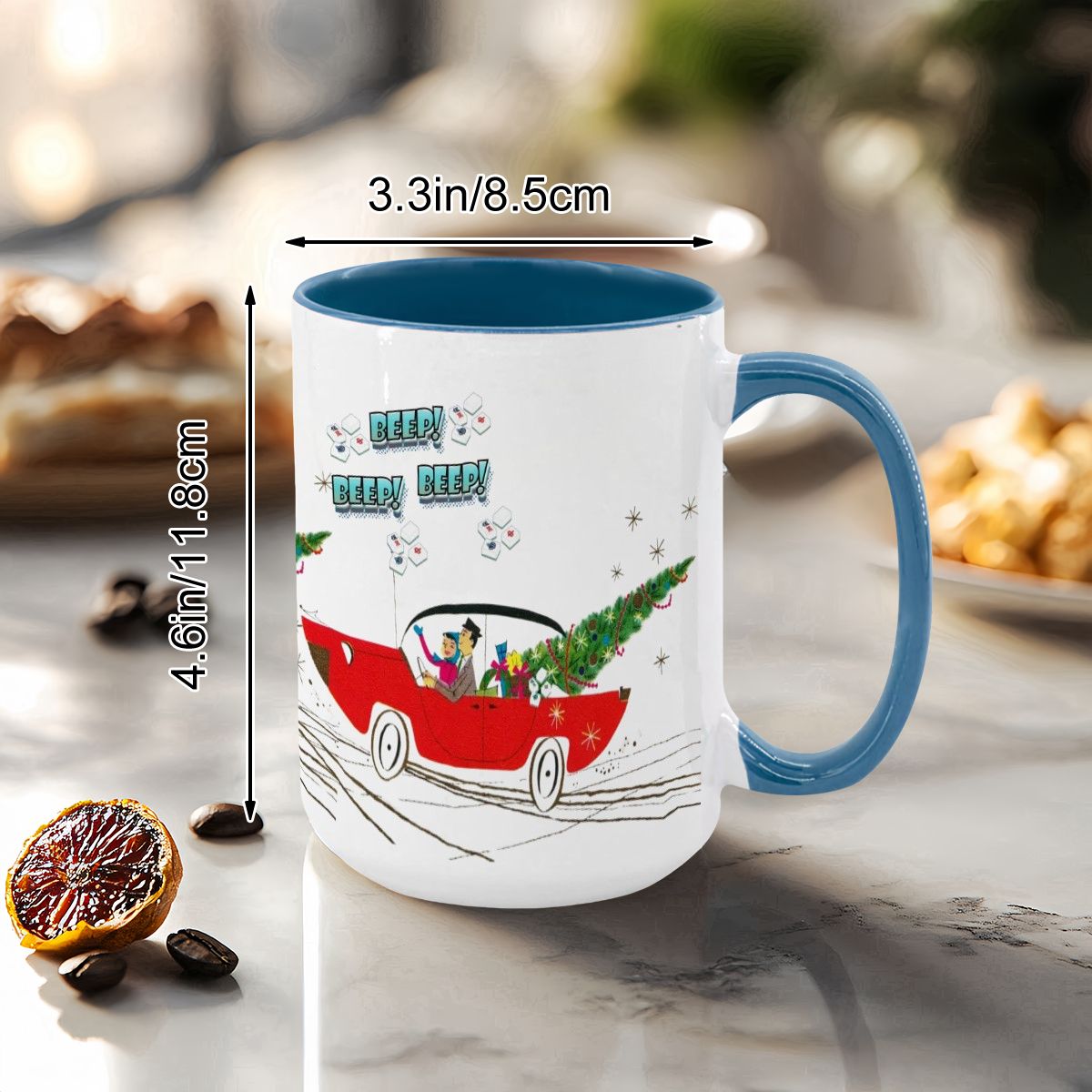 Funny Mahjong Christmas Mug Nostalgic Christmas Beep Beep Large Mug (15oz) - Drinkware