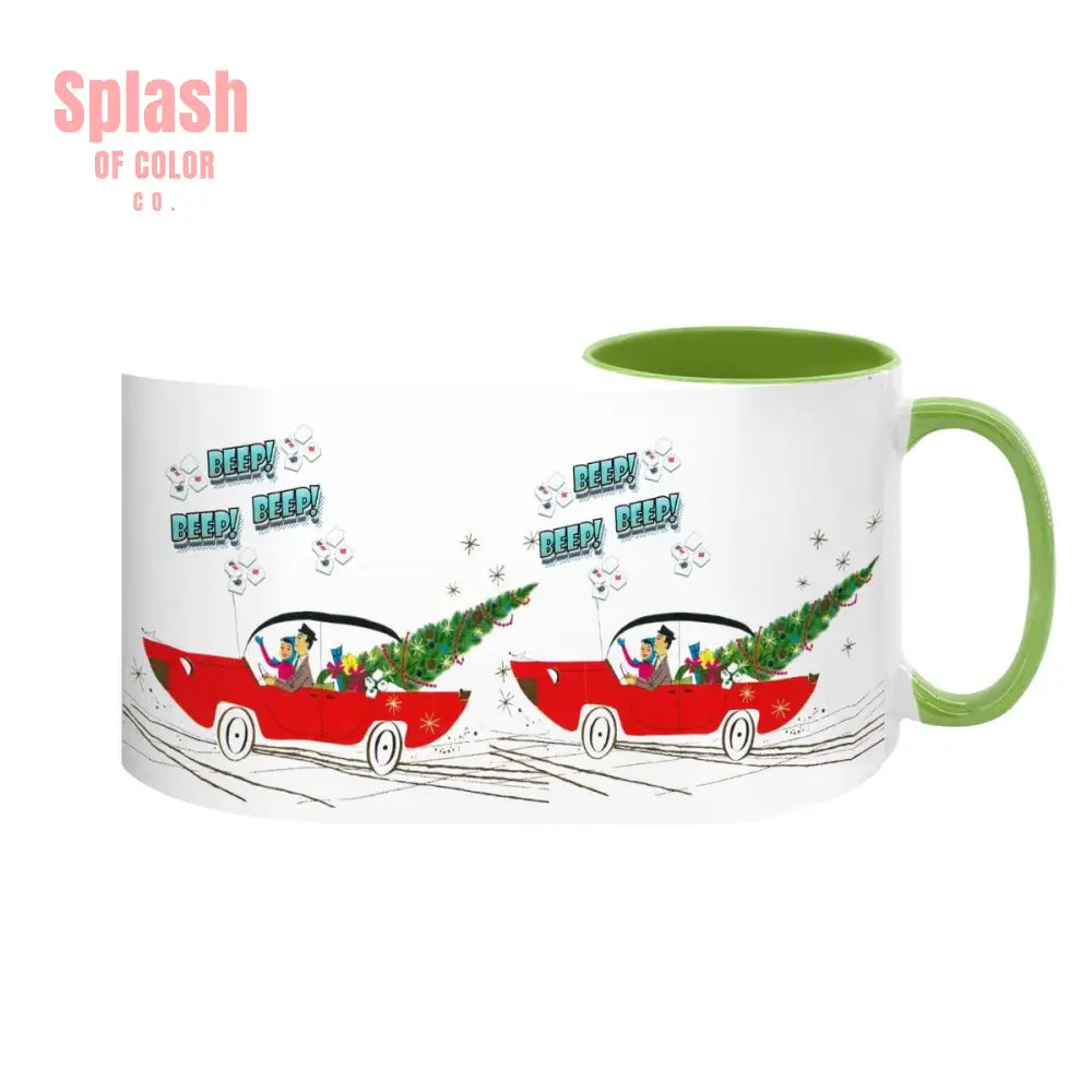 Funny Mahjong Christmas Mug Nostalgic Christmas Beep Beep Large Mug (15oz) - Drinkware