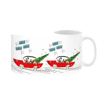 Funny Mahjong Christmas Mug Nostalgic Christmas Beep Beep Large Mug (15oz) - Drinkware