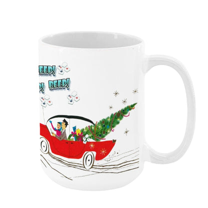 Funny Mahjong Christmas Mug Nostalgic Christmas Beep Beep Large Mug (15oz) - White / One Size - Drinkware